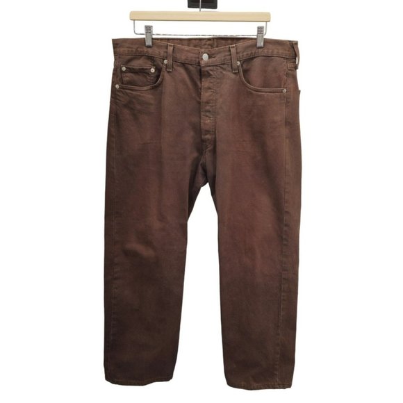 Vintage Levi's 501 Brown Denim Jeans Button Fly Straight Leg Fit 38/30 Workwear - Picture 2 of 15